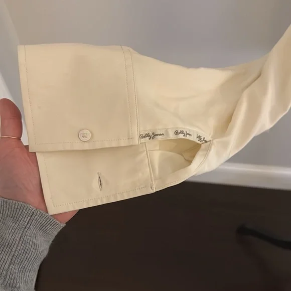 Vintage 100% Silk Ivory Button Down - Size L - Picture 4 of 7